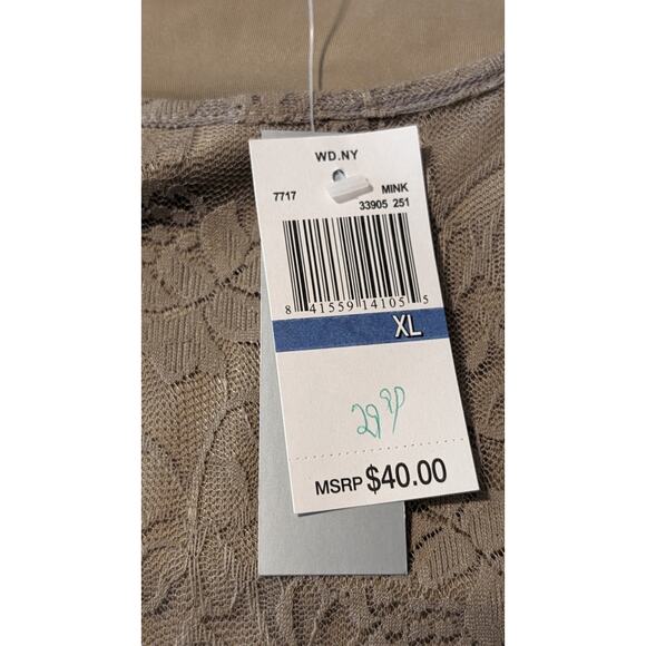 WD.NY Mushroom Lace Overlay Scoop Neck Sleeveless NWT Tank/Shell Sz XL - Picture 6 of 11